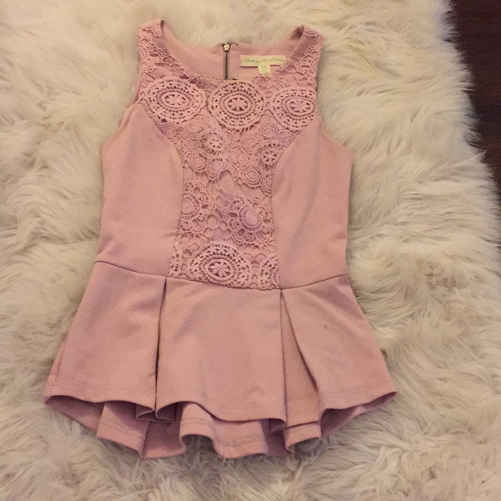 Lilac peplum top with lace